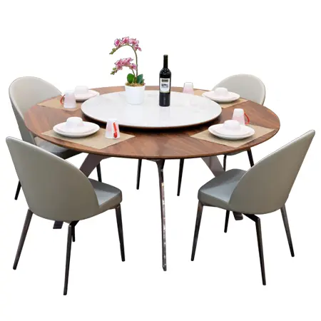 Bộ Bàn Ăn Tròn Grand T17205A-C + 6 Ghế Ăn Grand DC17472
