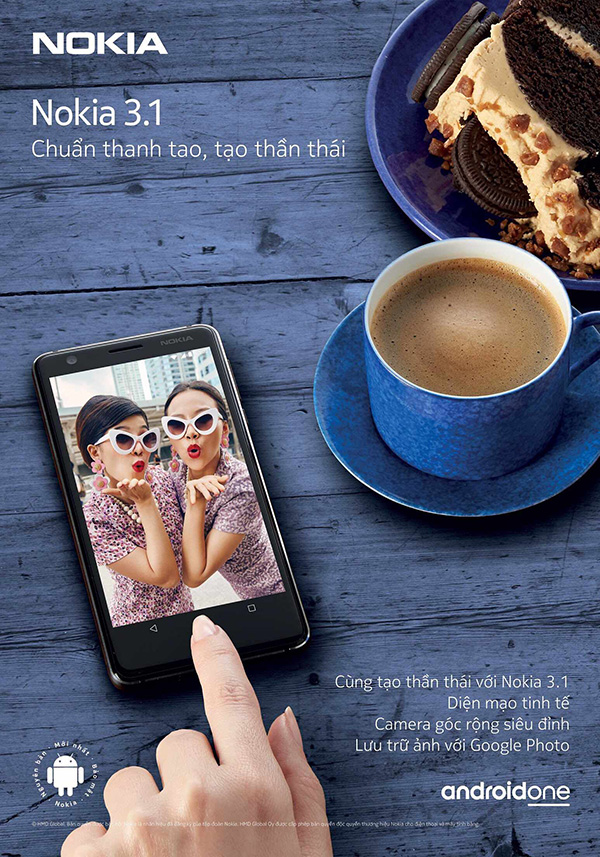 Nokia 3.1 chính thức ra mắt: màn hình 18:9, camera góc rộng, cấu hình cao, giá bán từ 3,39 triệu đồng