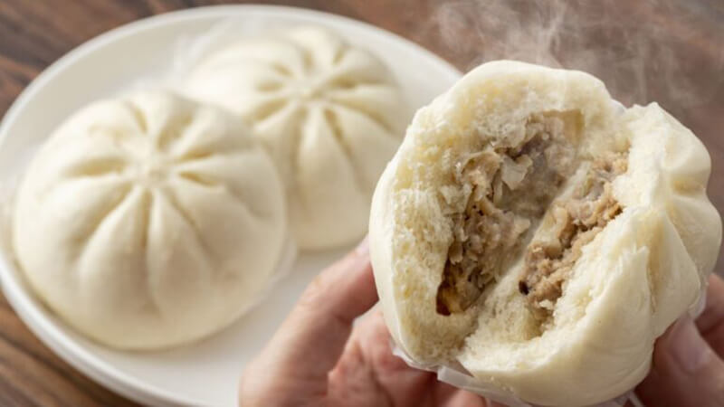 Bánh bao sau khi hấp chín