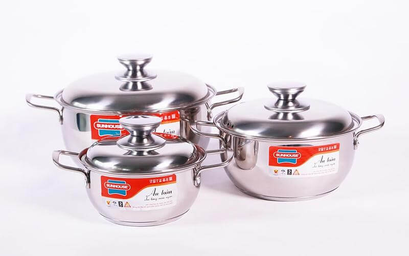 Bộ nồi inox Sunhouse SH335 3 đáy
