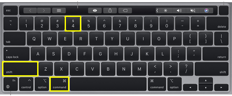 Nhấn tổ hợp phím Shift + Command + 4