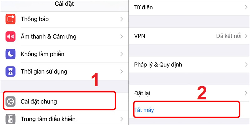 Các bước tắt máy iPhone qua Cài đặt