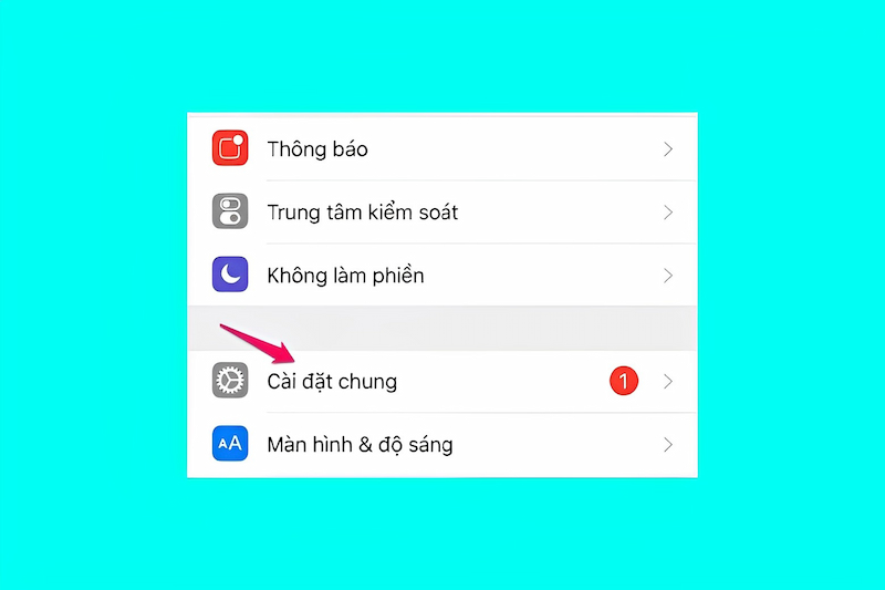 Chọn menu Cài đặt chung