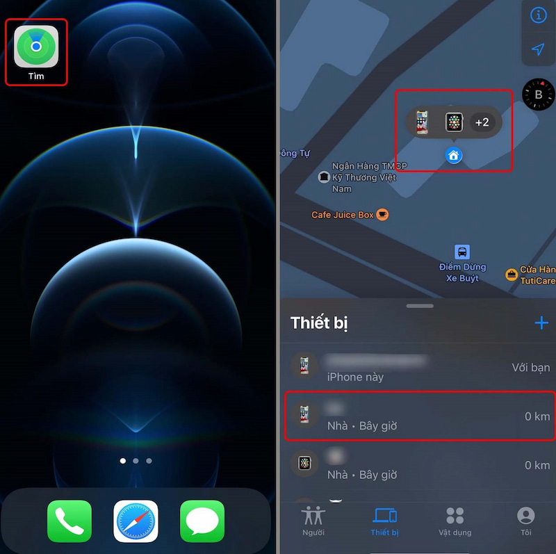 Giao diện hiển thị vị trí cuối cùng điện thoại iPhone bị mất