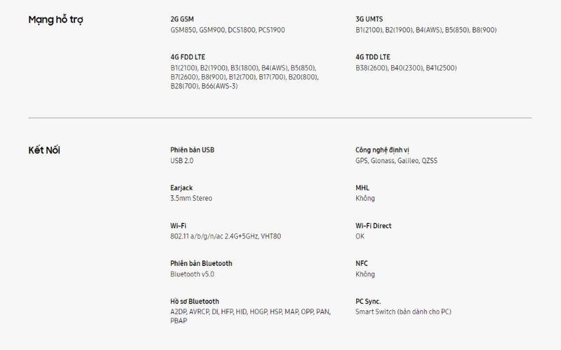 Khả năng kết nối đa dạng của Samsung Tab A8 (4+64GB) màu xám, bạc