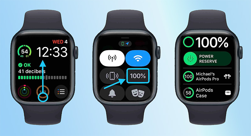 Kiểm tra pin AirPods qua Apple Watch