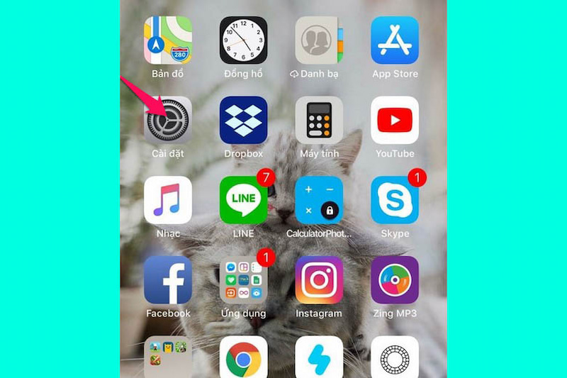 Vào Cài đặt để bắt đầu reset máy iphone