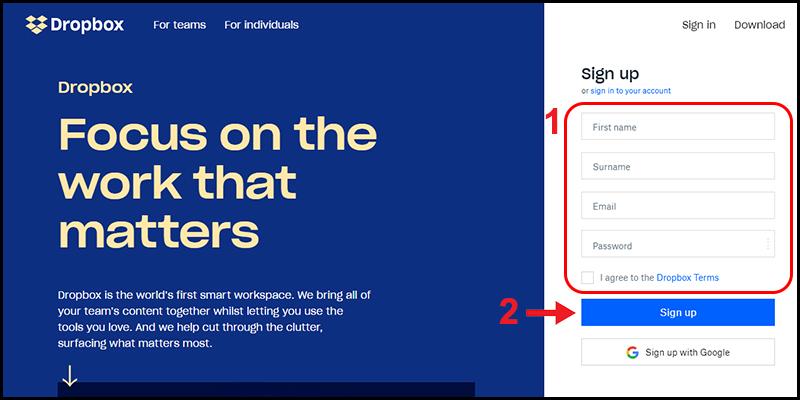 Sign-up-dropbox