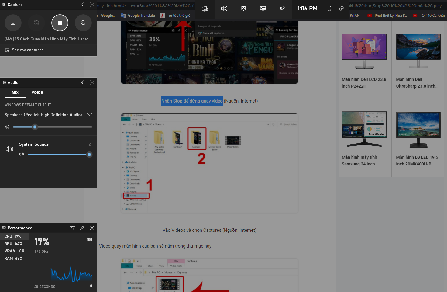 Các bước quay màn hình máy tính Windows 10