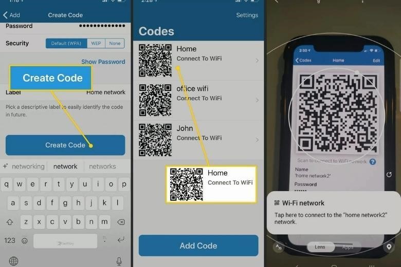 Các bước dùng ứng dụng Visuals Codes để chia sẻ Wifi