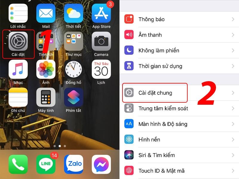 Truy cập vào “Cài đặt” rồi nhấn “Cài đặt chung”