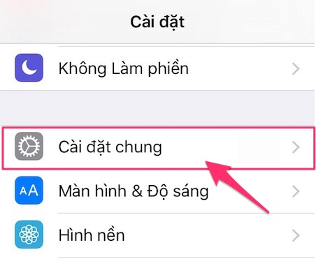 Vào mục Cài Đặt Chung