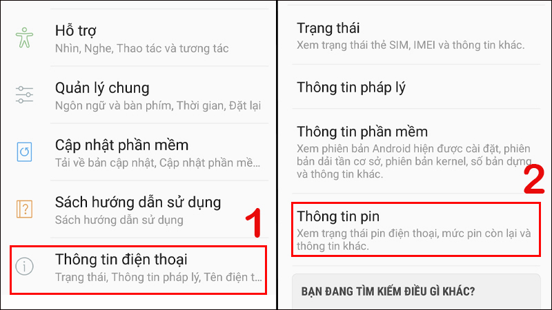 Kiểm tra tình trạng pin khi mua điện thoại Samsung cũ