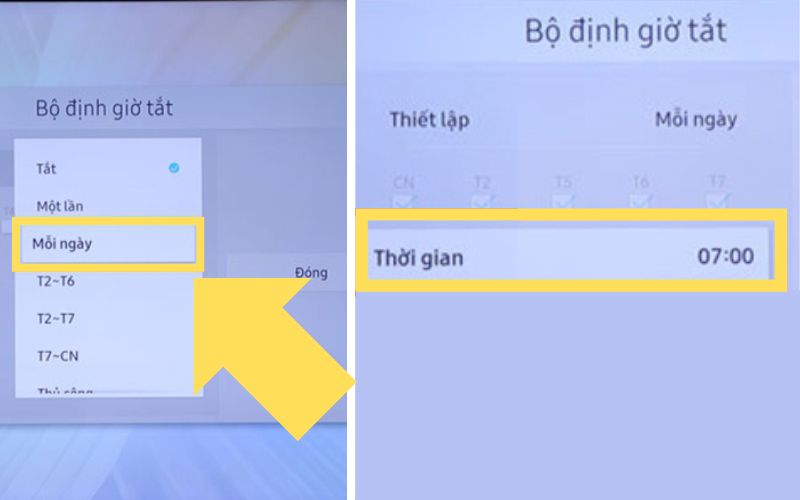 Hẹn giờ tắt tivi Samsung bằng Bộ định giờ tắt