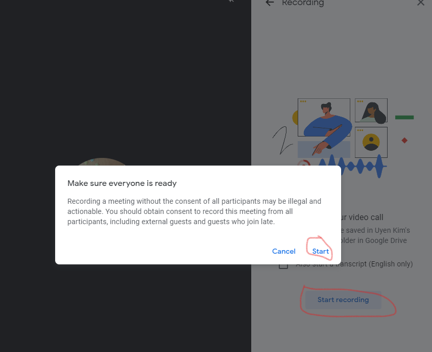 Các bước quay lại màn hình máy tính bằng Google Meet