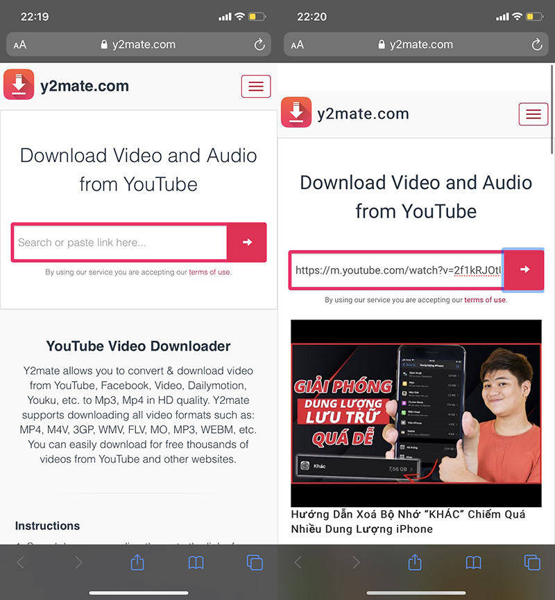 Trang web y2mate này hỗ trợ tải video YouTube