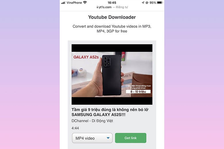 Cách tải video YouTube về iPhone ngay trên web yt1s.com