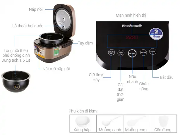 Bảng điều khiển cảm ứng chỉ dẫn tiếng Việt với màn hình Led sang trọng tiện quan sát, tùy chỉnh chức năng nấu