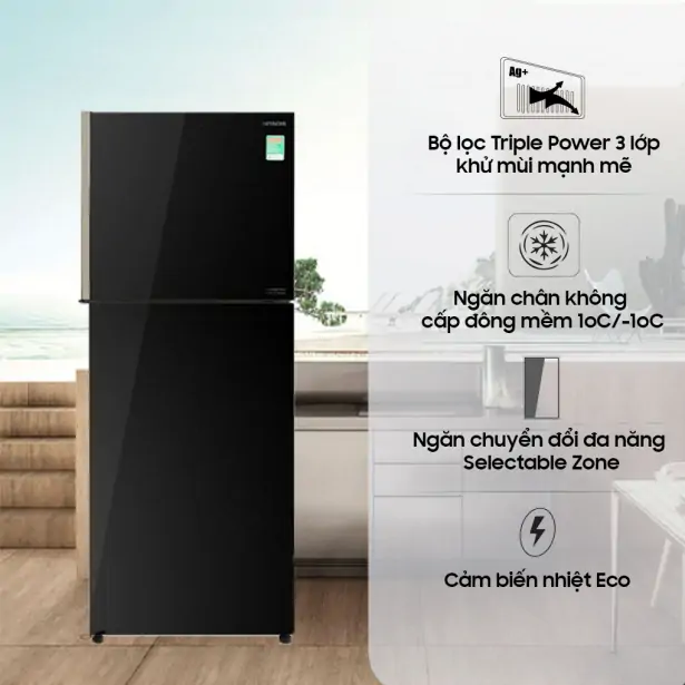 Tủ Lạnh Hitachi Inverter 339 Lít R-FVX450PGV9 (GBK)