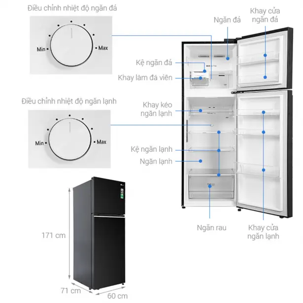 Tủ Lạnh LG Inverter 335 Lít GN-M332BL