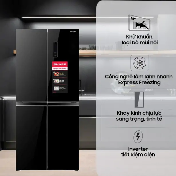 Tủ Lạnh Sharp Inverter 362 Lít SJ-FX420VG-BK