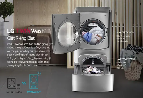 LG Twin Wash - máy giặt lồng đôi giúp bạn có thêm thời gian dành cho gia đình
