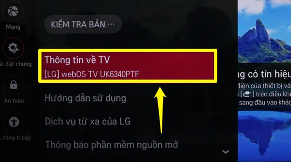 Hướng dẫn cách xem tên của smart tivi LG 2018 mà bạn đang dùng