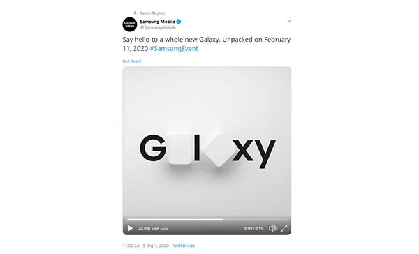 Ngày 11/02 – Samsung chính thức xác nhận thời điểm ra mắt sản phẩm mới
