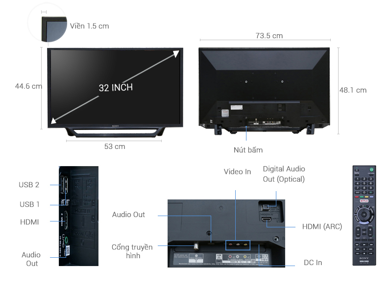 Internet Tivi LED SONY 32 Inch KDL-32W600D VN3
