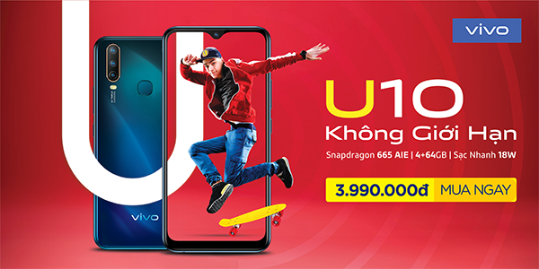 Vivo U10 - smartphone giá rẻ sở hữu cấu hình ấn tượng