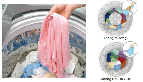 Công nghệ giặt thông minh trên máy giặt Hitachi giảm tình trạng xoắn rối quần áo