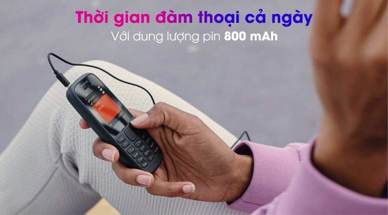 Nokia 105 Single SIM cho phép người dùng có thể đàm thoại tốt cả ngày