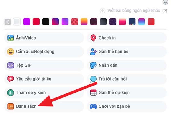 Hướng dẫn tạo một danh sách trên status trên Facebook