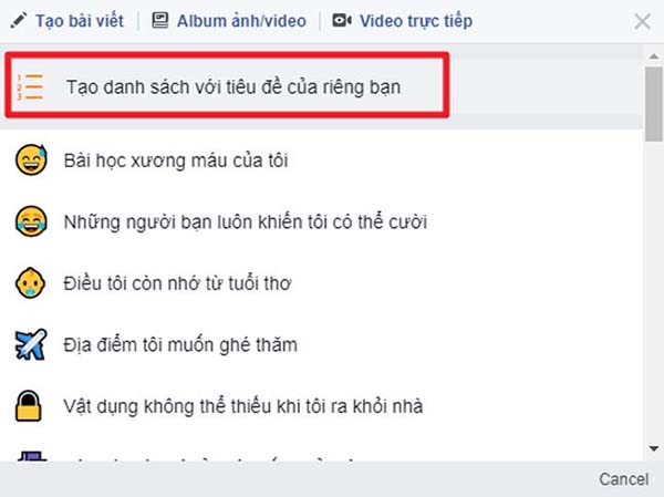 Hướng dẫn tạo một danh sách trên status trên Facebook