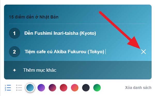 Hướng dẫn tạo một danh sách trên status trên Facebook