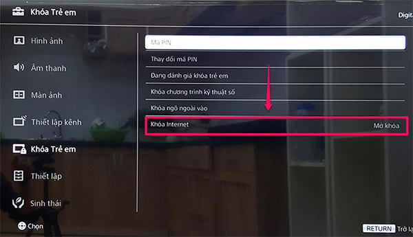 Hướng dẫn cách khóa trẻ em vào mạng internet trên smart tivi Sony 2018