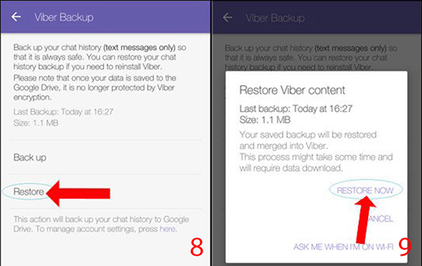 Khôi phục tin nhắn Facebook, Viber