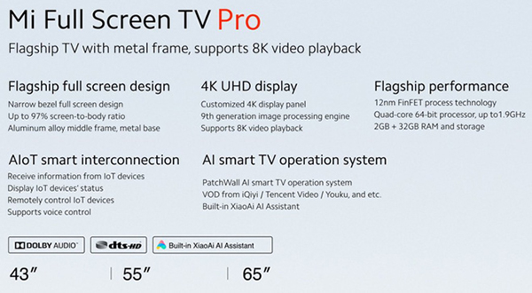 Xiaomi ra mắt dòng Mi TV Pro, hỗ trợ độ phân giải lên đến 8K