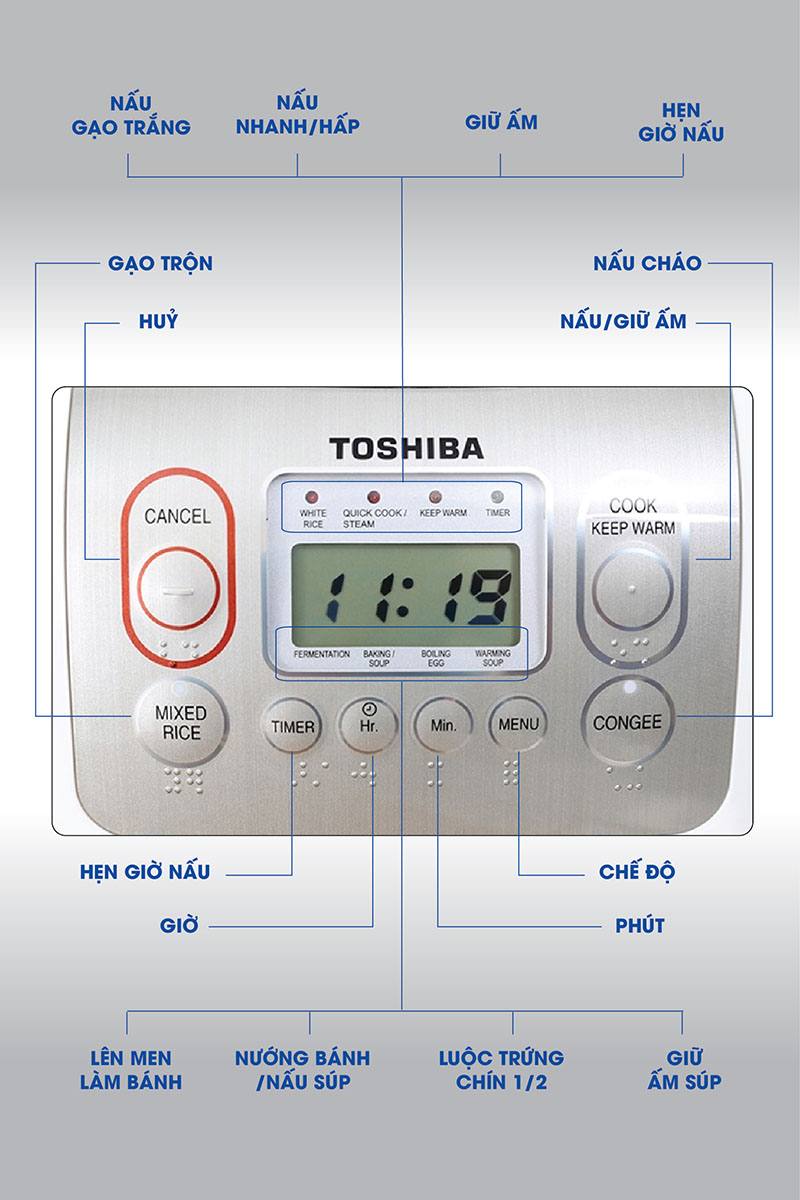 Nồi Cơm Điện TOSHIBA RC-18NMFVN(WT)