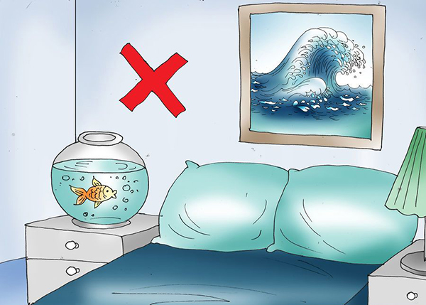 Đặt bể cá hay treo tranh ảnh về nước trong phòng sẽ ảnh hưởng đến tài lộc. (Ảnh minh họa)