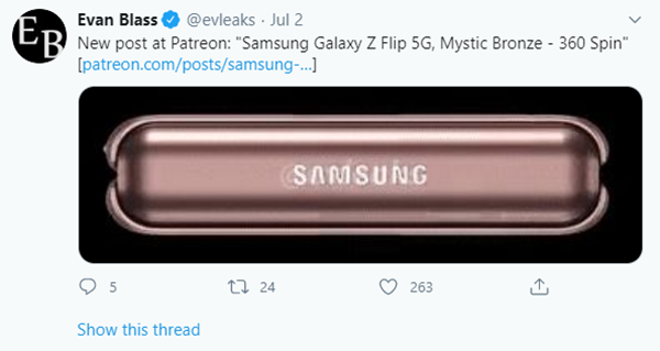 Đây là thiết kế CHÍNH THỨC của Samsung Galaxy Z Flip 5G?