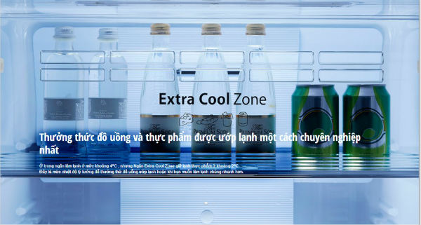 Ngăn Extra Cool Zone giữ lạnh thực phẩm ở nhiệt độ 2 độ C
