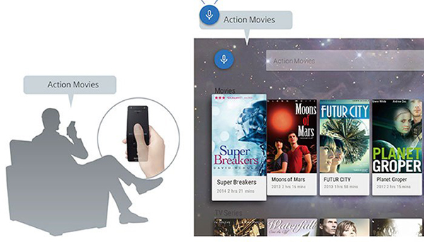 Tính năng Voice search trên smart tivi Sony thông thạo giọng nói 3 miền đem lại nhiều tiện ích cho người dùng