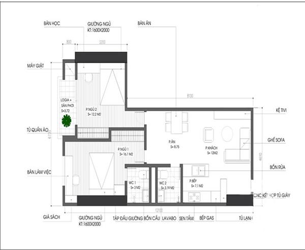 Tư vấn thiết kế căn hộ 65m² 2 phòng ngủ cực thoải mái
