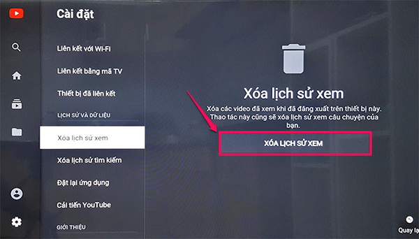 Hướng dẫn chi tiết cách xóa lịch sử xem, tìm kiếm trên smart tivi Sony