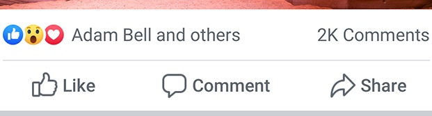 Giao diện like, comment, share trên Facebook