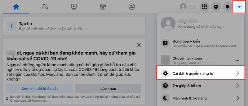  Chọn Cài đặt & Quyền riêng tư