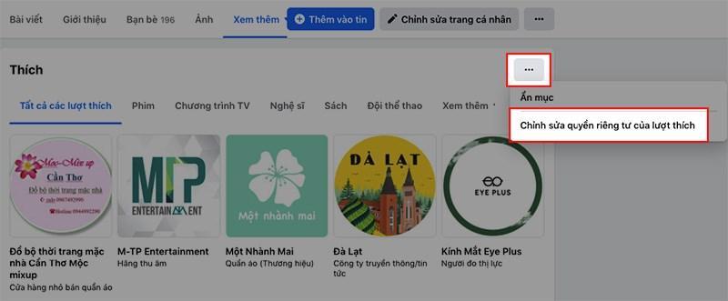 Chọn Chỉnh sửa quyền riêng tư của lượt thích