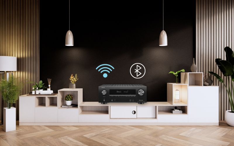 Denon AVR-X2500HBKE2 cung cấp kết nối không dây qua Wifi và Bluetooth