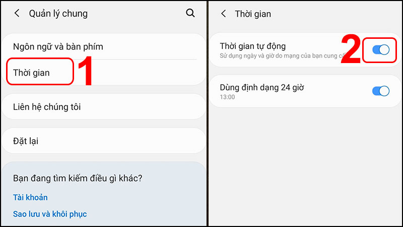 Cài đặt ngày giờ trên điện thoại Samsung